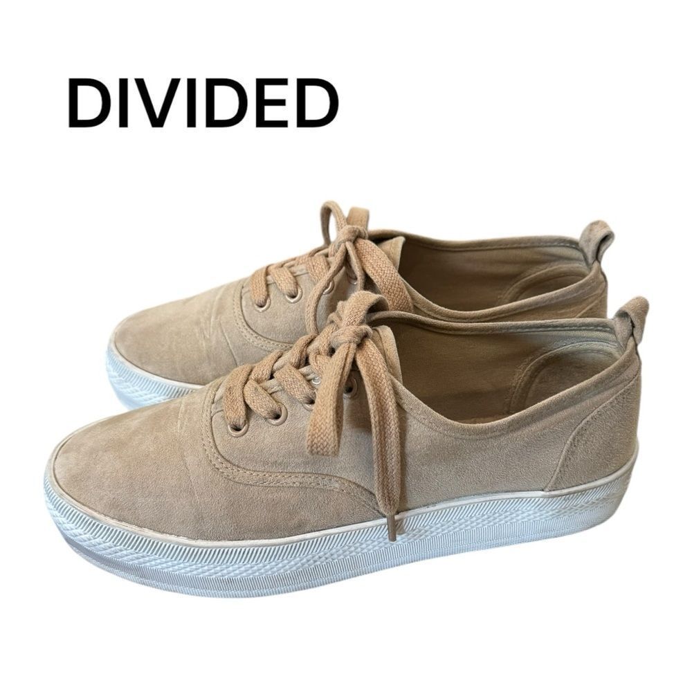 DIVIDED H&M Women's Tan Lace-up Platform Tennis Shoes Sneakers 8